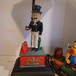 Vintage Toy  Metal Bank Lamp Uncle Sam