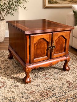 Queen Anne Style Wood Cabinet End Table