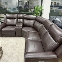 5 Pc Leather Sectional Sofa-Addyson-zero down Payment 