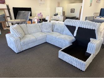 Sleeper sectional with storage in gray