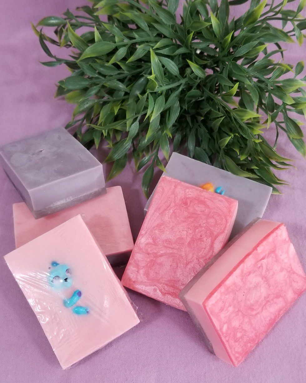 Handmade soap bars with toy surprise inside