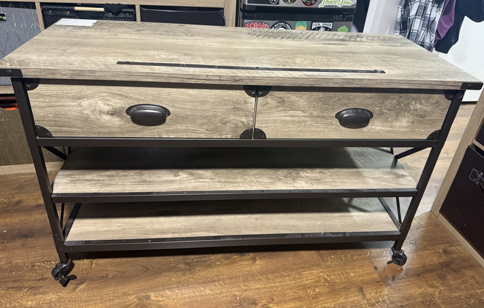 TV Cart/Rolling Drawers And Shelves Farmhouse Style