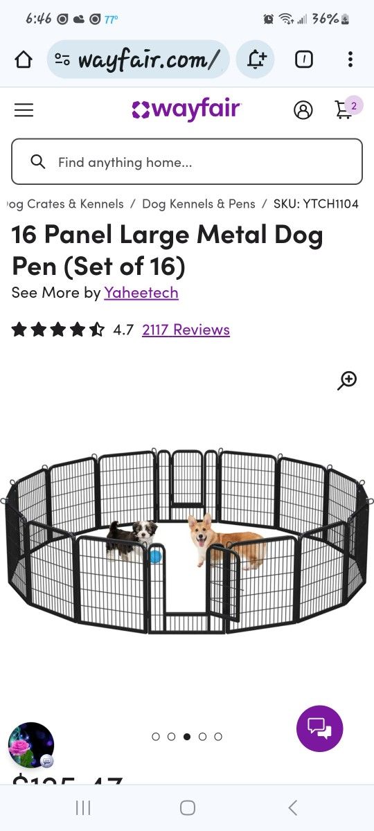 16 Panel Metal Dog Pen