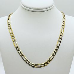 24” 4mm 10k Gold Figaro Link Necklace
