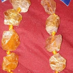 Raw Peach Died Quartz Beads 2 Strings With 8 Nuggets