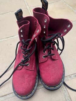 Doc Martens 1460 Pascal Glitter Boots in Cherry Red - Women’s Size 6
