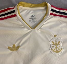 Vintage 2015 Flamengo Away Soccer Jersey Men’s 2XL White Cream Brazil