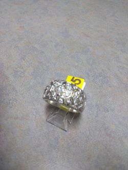 Sterling SILVER cz band ring size 8-1/2