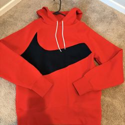 Men’s Nike Swoosh Tech Fleece Red Black Size Small Hoodie Sweatshirt
