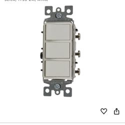 Leviton 15 Amp, 120 Volt, Individual Switches, Decora Three Rocker Combination Switch, Commercial Grade, with Ground Screw, 1755-2W, White