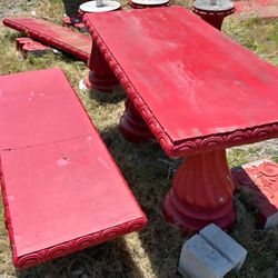 concrete table and one bench