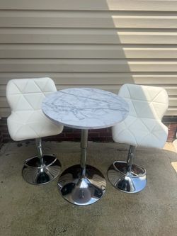 Height Adjustable 3 Piece Bar Height Dining Set , 360° Rotating Round Pub Desk, Counter Height