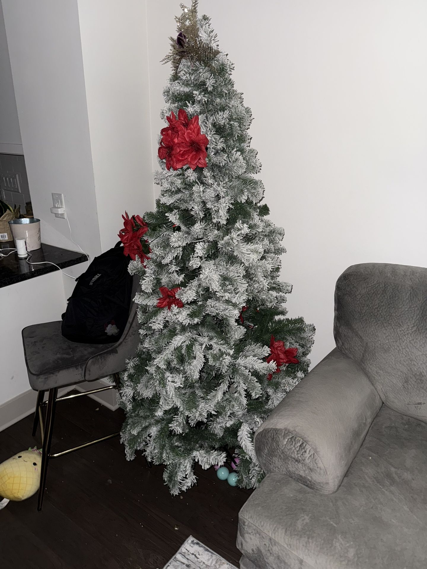 Flocked Christmas Tree With Lights