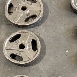 TSA Cast iron Olympic Grip Weights Set 335 lbs. 