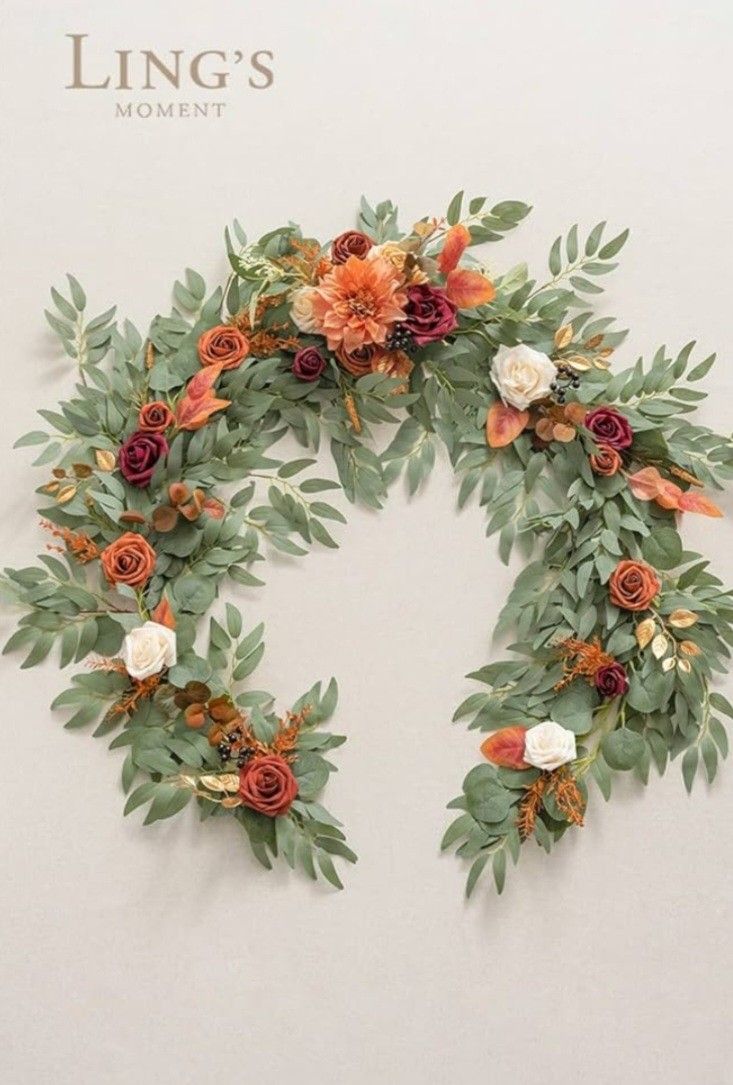 Ling's Moment Terracotta Flower Garland - 6FT Eucalyptus & Rose -