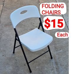 Folding Chairs Light Weight, Stackable, Compact, 350lb Limit, For picnic, Parties, Events, buisness, gatherings, and more (White)
