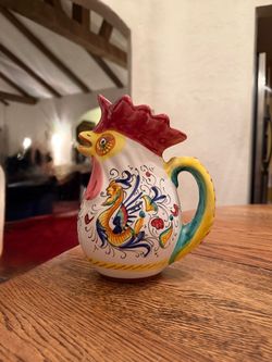 Williams Sonoma Ceramic Rooster Pitcher - 8 1/2" - Italy 32 oz EUC