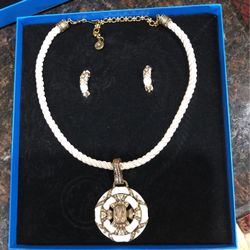 HEIDI DAUS Enamel & Crystal Cord Necklace & Earrings