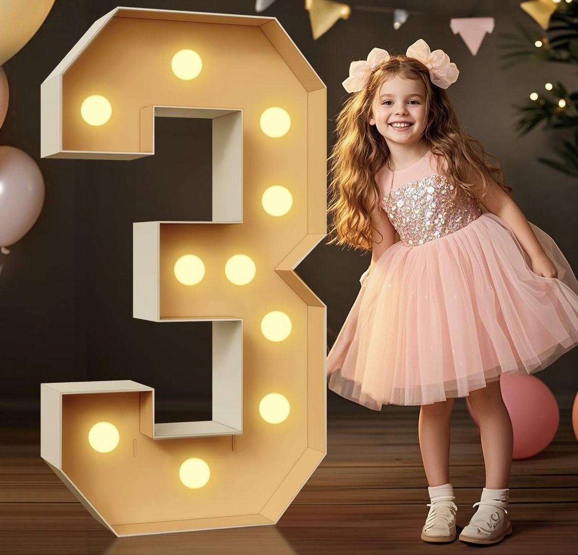 Upgraded 4FT Marquee Light Up Numbers 3