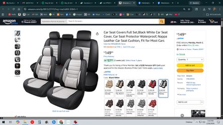 *NEW* Mingbron Universal Car Seat Covers PU Leather Black and White