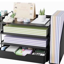 Kitsure Desk Organizer - 4-Tier Office Desk Accessories with Drawer & Pen Holder, Tool-Free Assembly Organizer with Non-Slip Pads, for Office Supplies