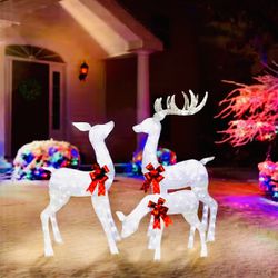 Enchanting Christmas Holiday Deer Family 3-Piece LED Decor Set