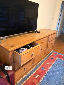 Solid Pine Wood Dresser with Multiple Drawers