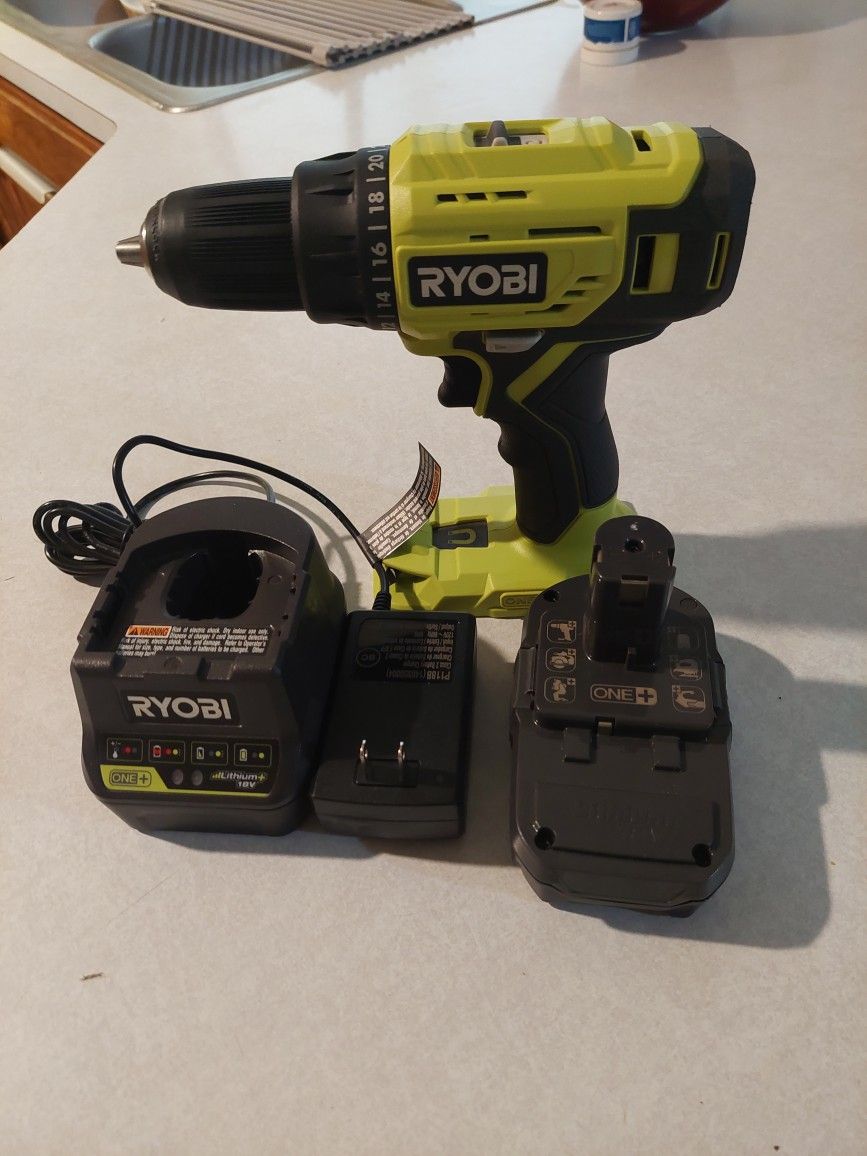 Ryobi 1/2 " Drill,1-Battery and 1Charger.