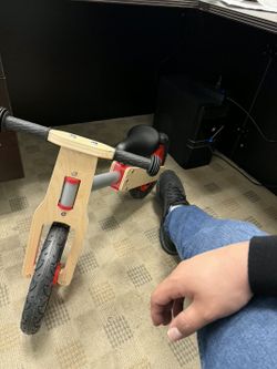 Wooden Toddler Balance Bike – No Pedal Training Bike (Red & Natural)