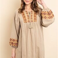 Kaki Embroidery Dress