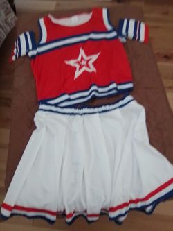 2-piece skirt & top. red white &  blue.  great for 4th of July, Independence Day. Cheerleading. Size S-M-L