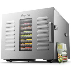 Commercial 10 Trays Food Dehydrator Machine for Jerky and Herbs Usable Area up to 24.65ft² and 194? Temperature 1000W Detachable Stainless Steel Dryer