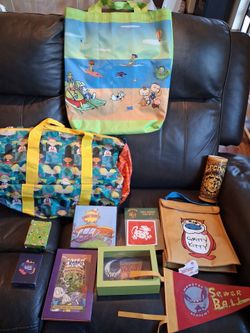 Lot of vintage Nickelodeon Collectibles.