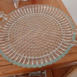 Vintage hobnail serving plate.  approx 10"
