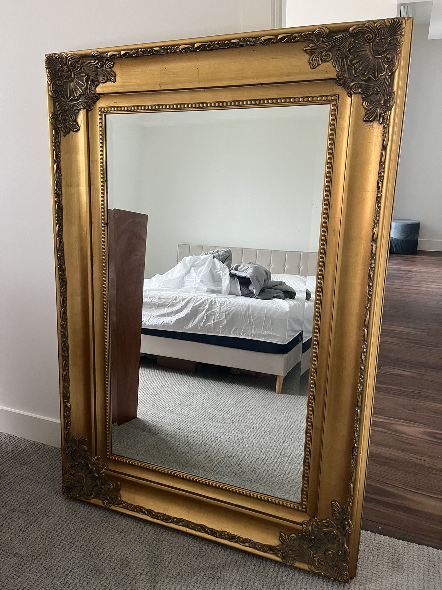 Gilded Gold Ornate Floor Length Mirror - Antique Reproduction