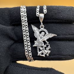 Plata 925 Cadenita Con Arcángel Miguel. 