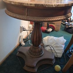 Marble Top/wood End Table