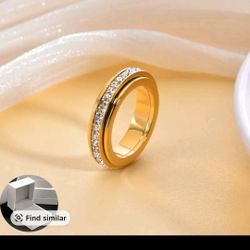 Tiktok Shop Anxiety Rings for Women  Titanium Steel Spinner Fidget Band Rings Cubic Zirconia Relieving Anxiety Rings Size 5