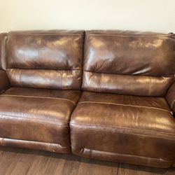 Recliner Leather Sofa- Two Seater Ashley