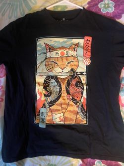 graphic “Sushi Samurai Cat” T-shirt