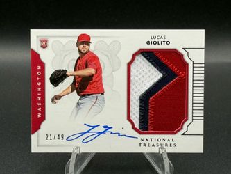 2016 National Treasures #218 Lucas Giolito Rookie Three Color Player Worn Patch On Card Auto RPA #/49