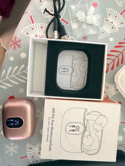 True Wireless Earbuds Bluetooth Headphones HiFi Stereo Ear Buds, Pink Gold LED Display 36H Bluetooth EarBuds with Noise Cancelling Mic, IP7 Waterproof