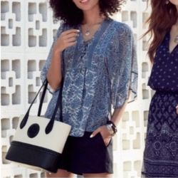 RARE Brighton Flavia Colorblock Black & off White Tote bag