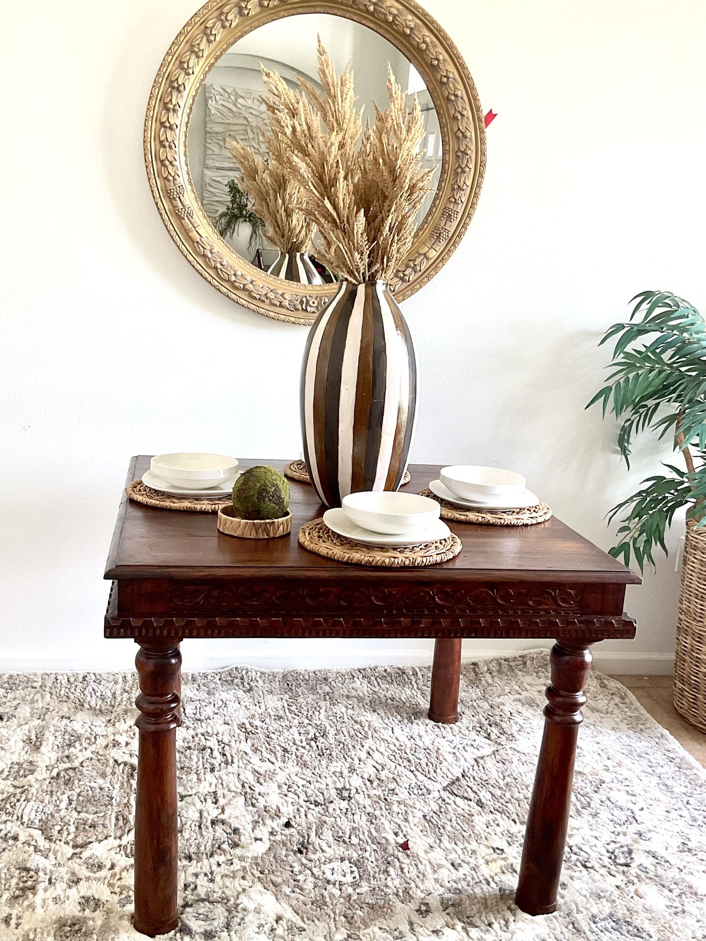 Gorgeous Hand Carved Wood Dining Table