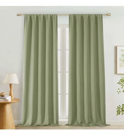 New Sage Green Room Darkening Curtains 50" W x 96" L, 2 panels Rod Pocket Thermal Insulated Black Out
