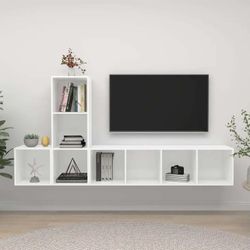 3 Piece Tv Cabinet Set White 