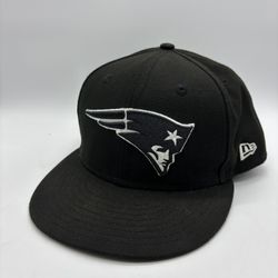 New Era 59Fifty NFL New England Patriots Black White Fitted Cap Hat Size 8
