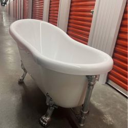 59" x 28" Clawfoot Soaking Acrylic Bathtub B1842 -PG-Feet + PG-Drain