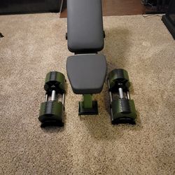Nuobell 80LB Adjustable Dumbells & Rep Fitness Adjustable Bench