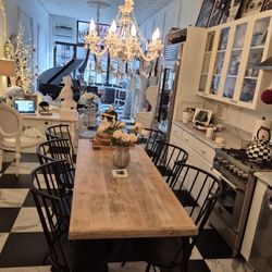 A Beautiful Dining Room.Set 6 Chairs. 72" Farm Table